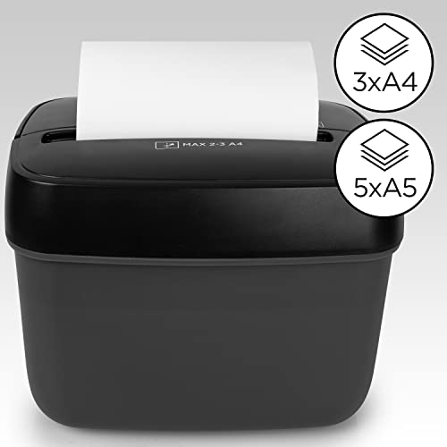 Duronic PS285 Mini Cross Cut Paper Shredder - 3 Sheet Capacity Home & Office Document Shredder for Enhanced Privacy & Security | Perfect for Personal Data Protection, Financial Records & Confidential Files