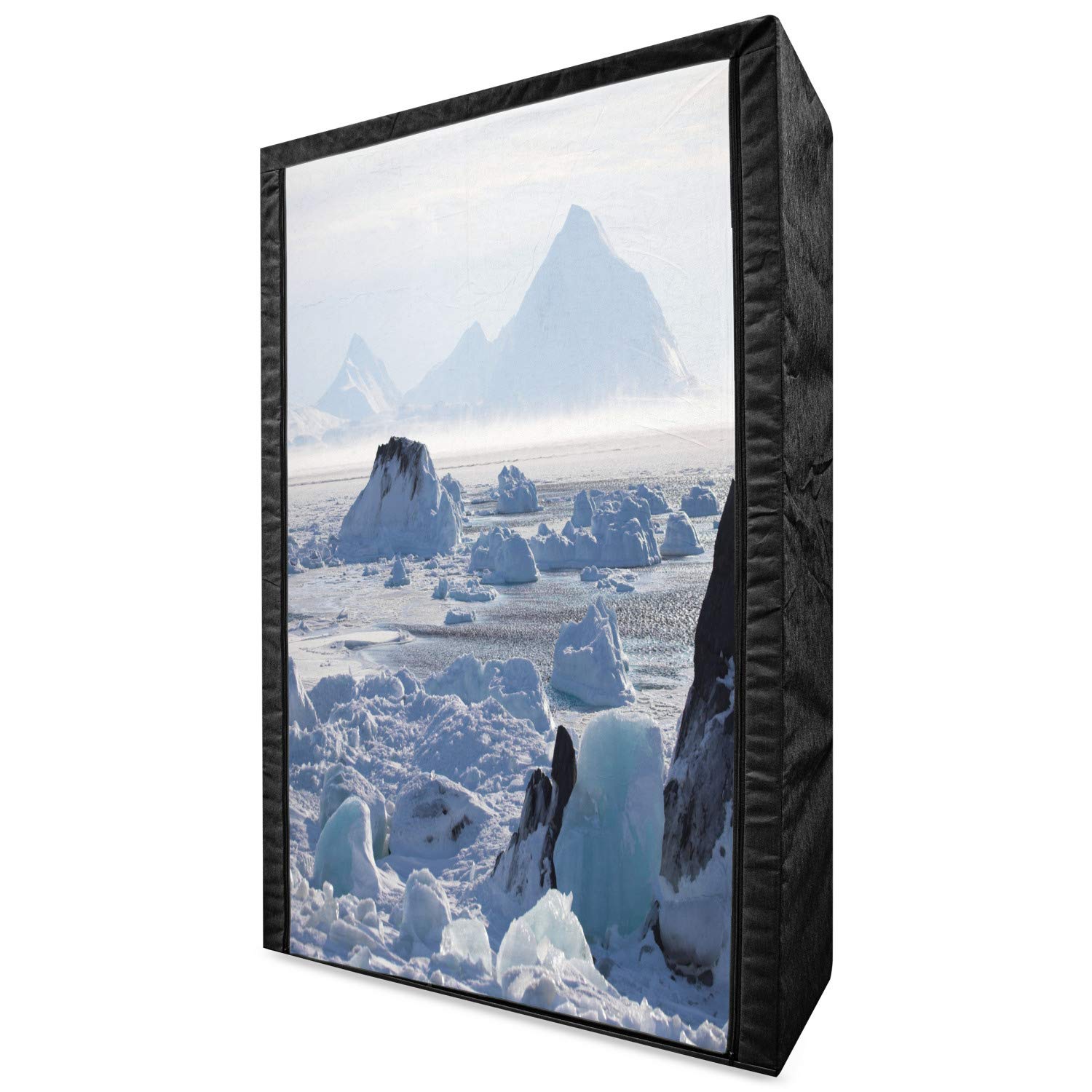 Ambesonne Alaska Portable Fabric Wardrobe - Arctic Winter Ice Lake Photo Design, 42.5