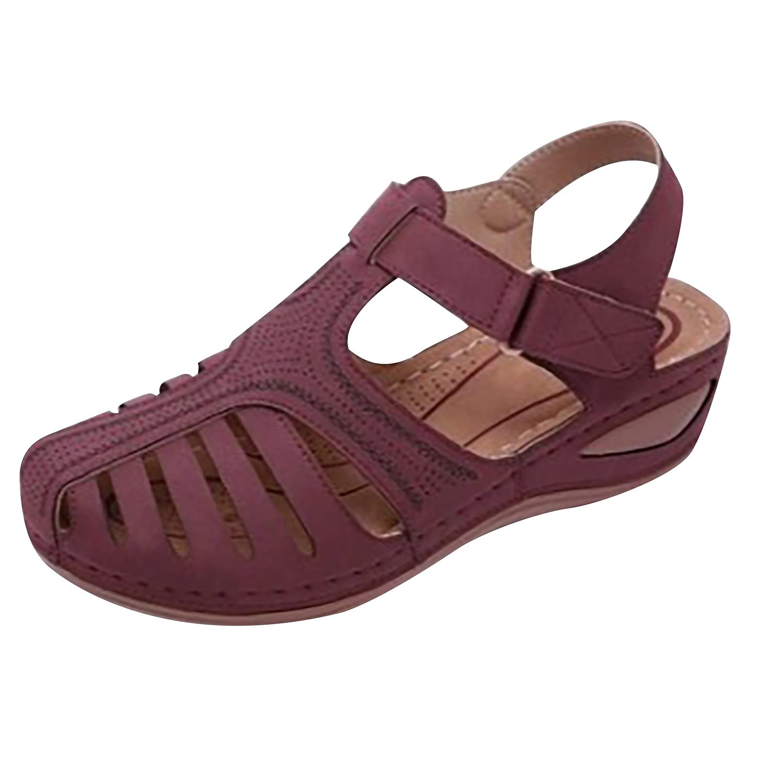 Women's Comfortable Closed Toe Hollow Sandals - Casual Low Wedge Cutout Flats for Walking, Driving & Outdoor Activities | Breathable Summer Shoes for Beach, Travel & Daily Wear