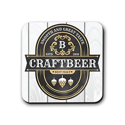 Premium Absorbent Beer Square Flat Coasters - Set of 6, Cork Backing for No-Slip Grip - Perfect for Bars, Pubs, Home Decor & Party Drinkware Accessories