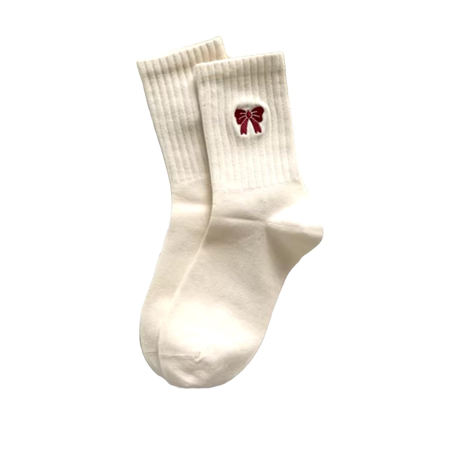 FLOOF Demure Bow Socks for Women - Elegant White Knee High Socks | Perfect for Valentine's Day, Bridal Shower, or Romantic Date Night Outfits