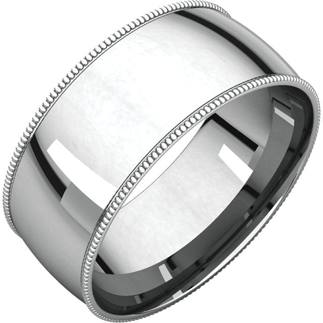 8mm Platinum Men's Wedding Band - Lightweight Comfort Fit with Milgrain Design - Perfect for Engagements, Anniversaries & Everyday Wear