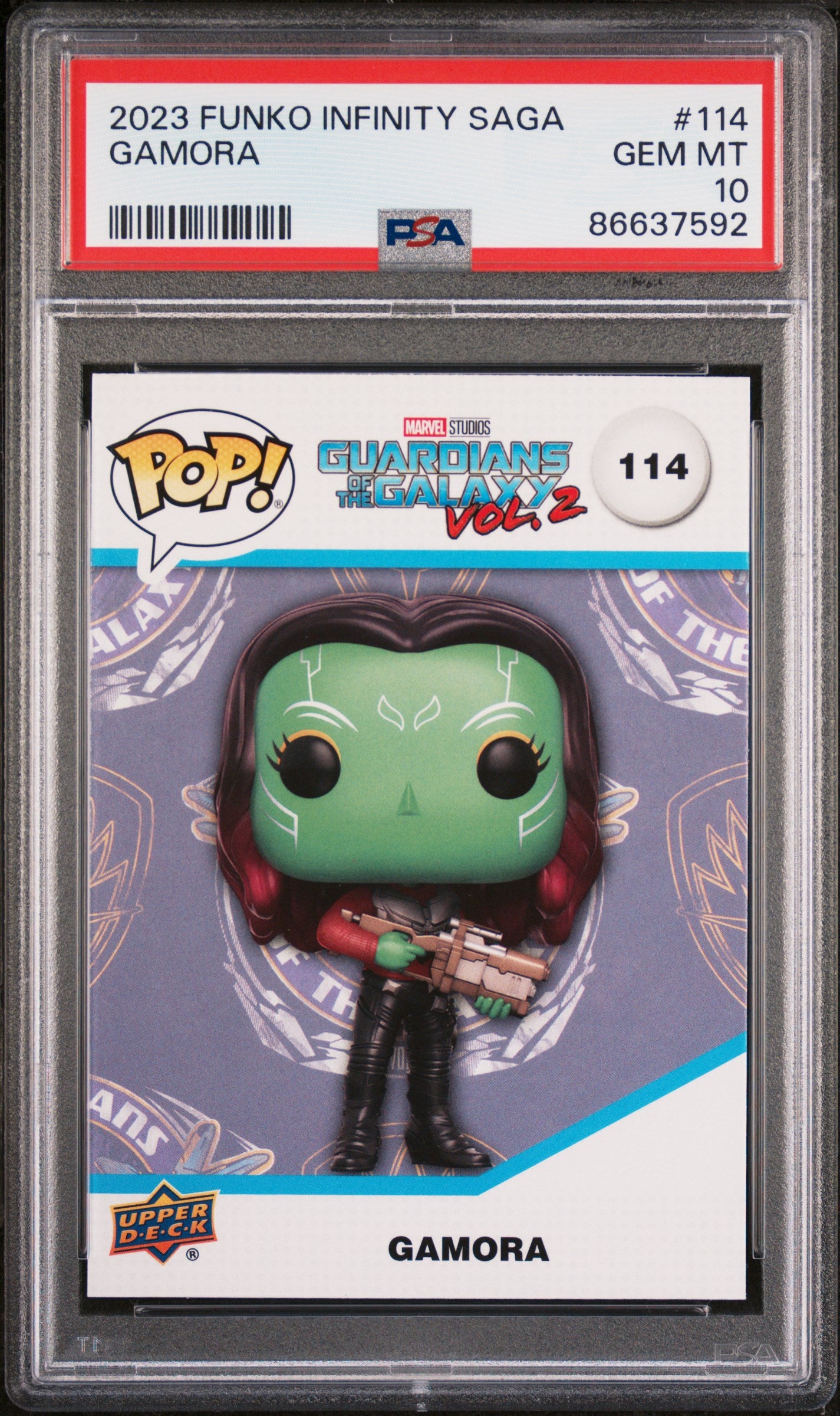 2023 Upper Deck Funko Pop Marvel Gamora #114 PSA 10 Graded Collectible - Perfect for Marvel Fans, Display & Investment