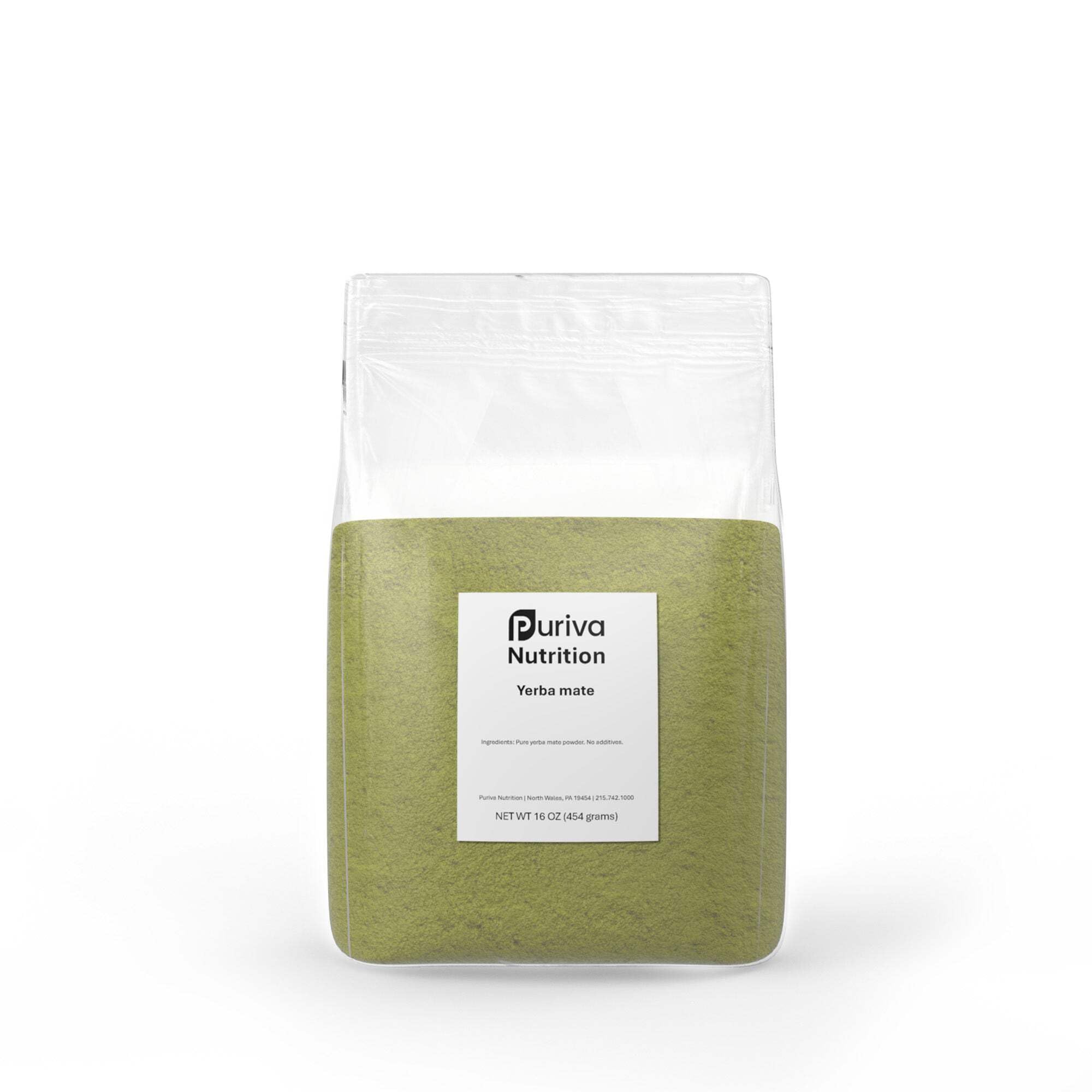 Organic Yerba Mate Powder - 1 Pound by Puriva Nutrition | Premium Loose Leaf Herbal Tea for Energy & Focus | Perfect for Morning Boost, Study & Workout