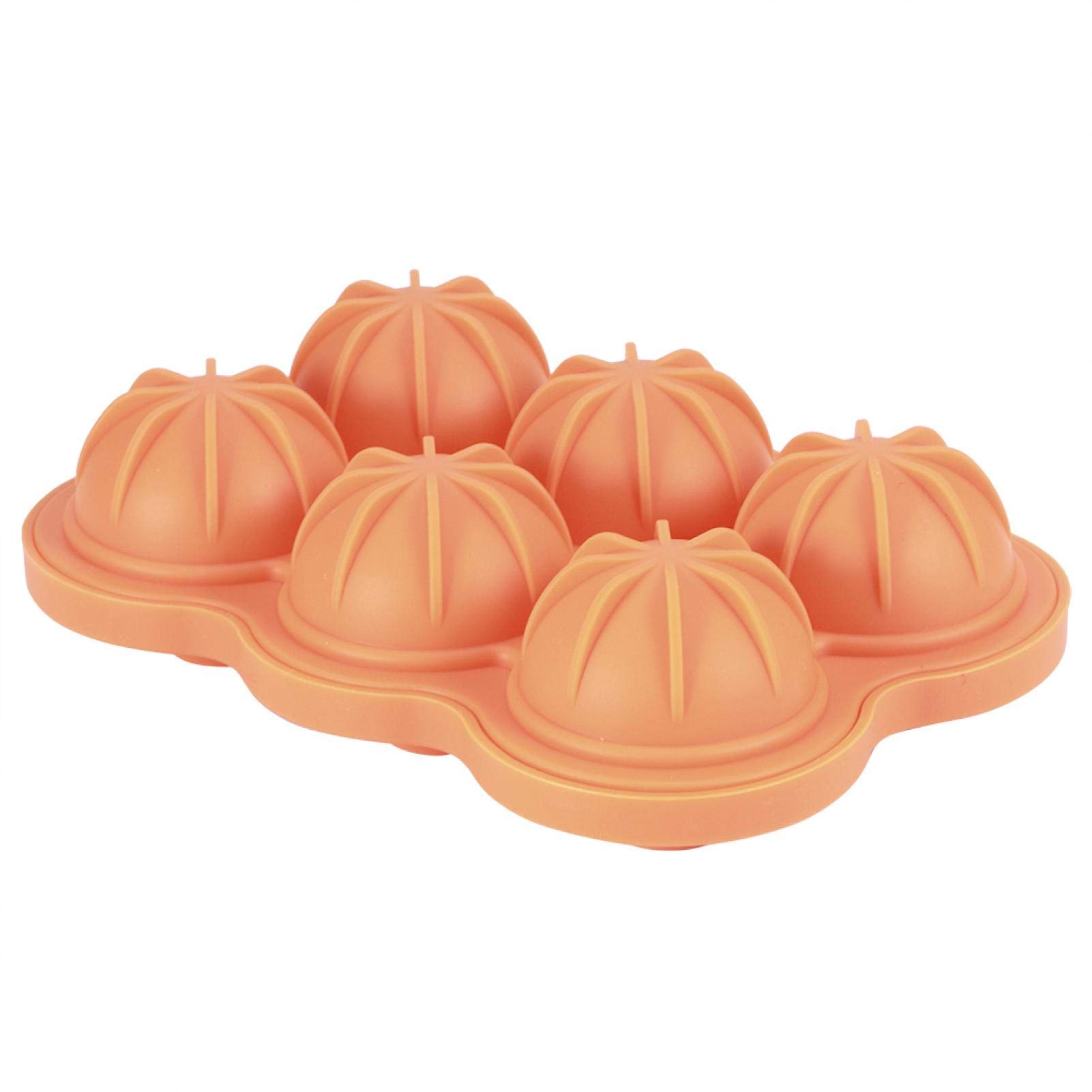 Omabeta 2-Piece Silicone Sphere Ice Mold Tray - Perfect for Cocktails, Drinks & Home Kitchen Use (Orange)