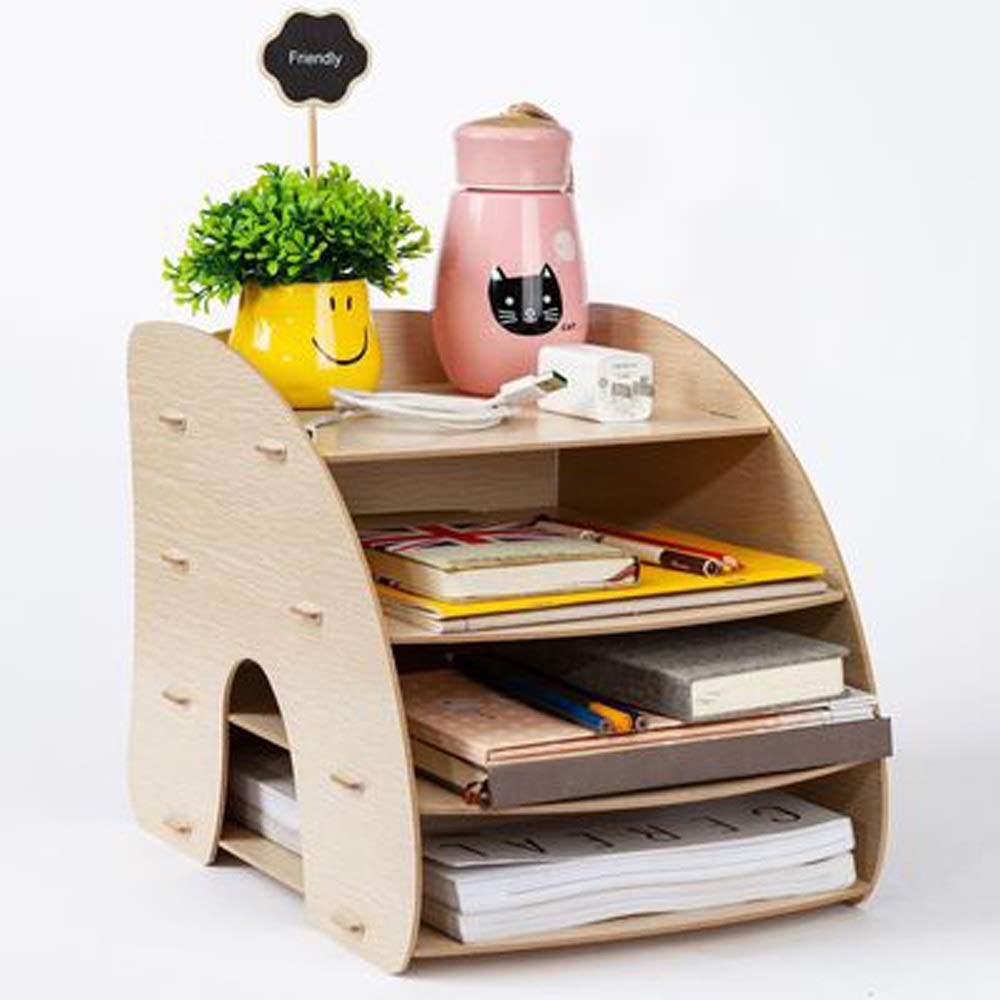 LTTSN 4-Tier Desktop File Organizer - Desk Storage Organizer with 4 Compartments for Office, Home & School (3 Color Options) - Perfect for Organizing Documents, Stationery & Office Supplies