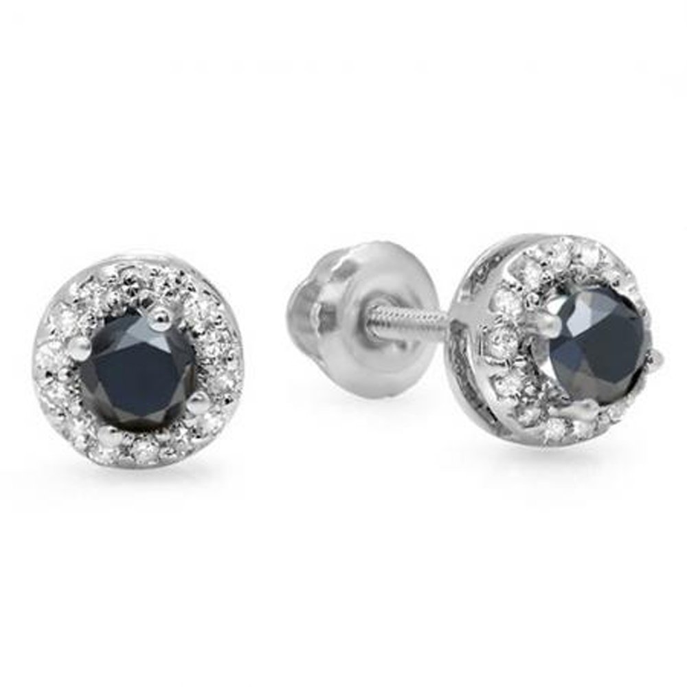 Dazzlingrock 14K White Gold Halo Stud Earrings for Women - 0.45 Cttw Diamond Studs, Solid Gold Earrings for Everyday Wear & Special Occasions