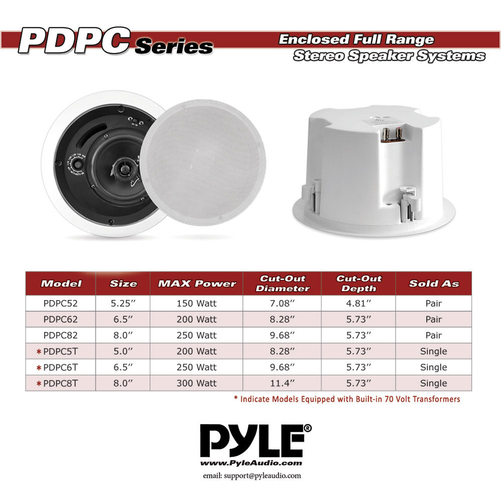 6.5'' In-Wall / Ceiling Speaker, 70V - High-Quality Audio for Home Theater, Office, and Commercial Spaces