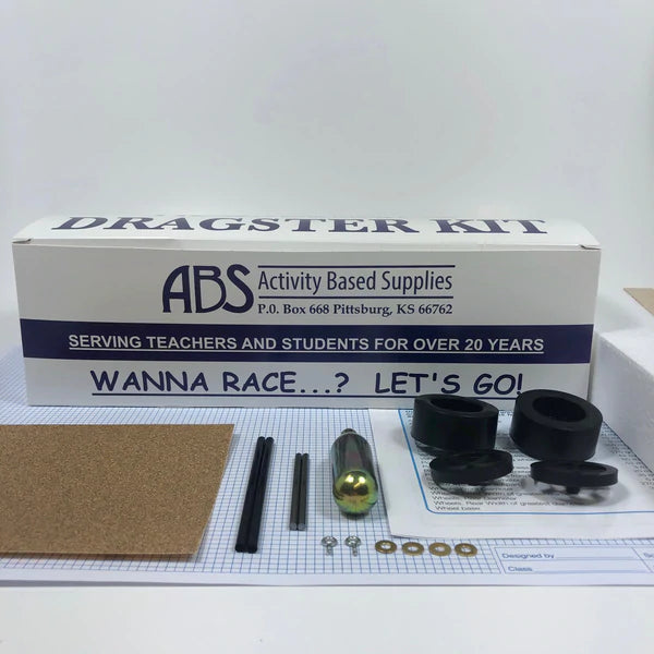 ABS CO2 Dragster Kits - 50 Piece Bulk Pack with Basswood Body for School STEM Projects & Science Competitions