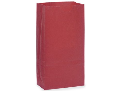 500 Pack 8 Lb Red Kraft Gift Bags 6.25 x 4 x 12.5 Inches - Small Paper Gift Sacks for Party Favors, Christmas Presents, Birthday Gifts & Wedding Treats