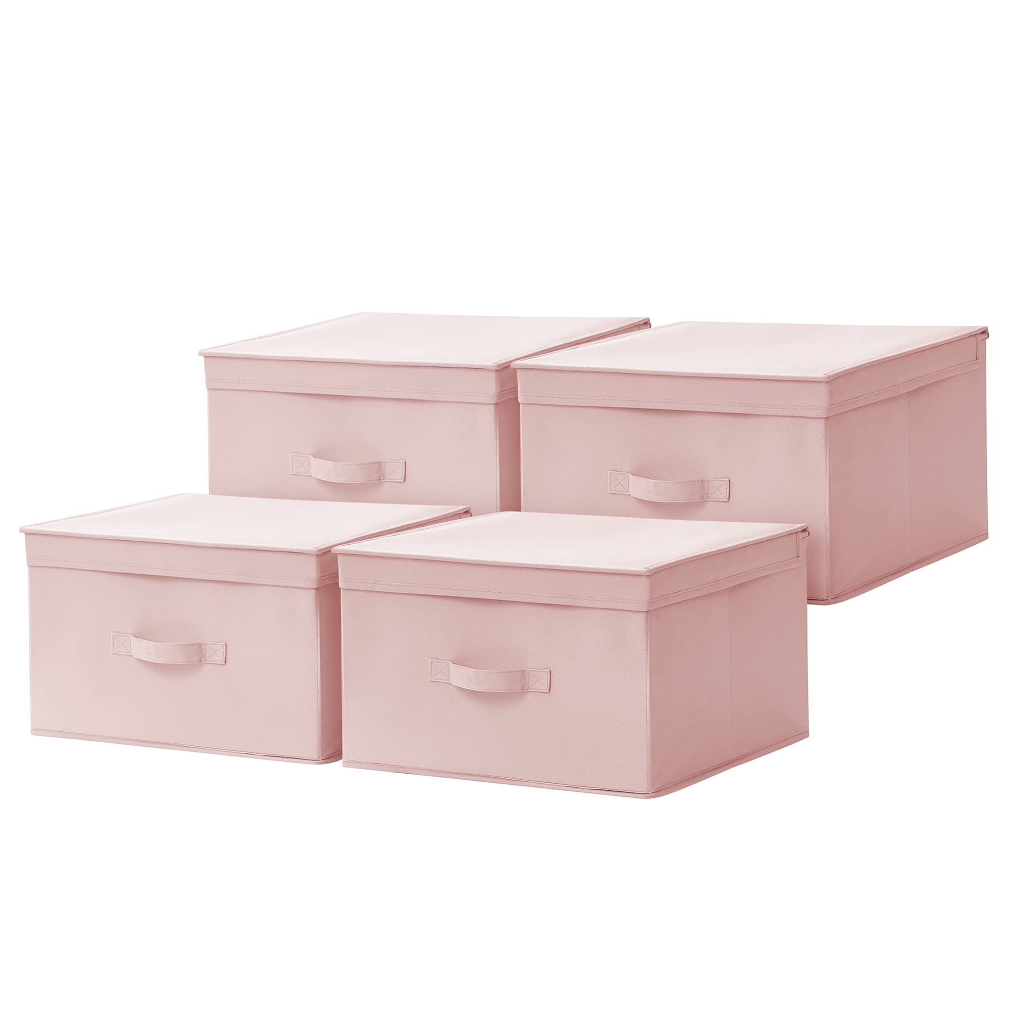 DormCo TUSK® Jumbo Storage Box 4-Pack - Rose Quartz | Large Plastic Bins for Closet, Dorm Room & Home Organization | Stackable Storage Containers for Clothes, Toys & Bedding