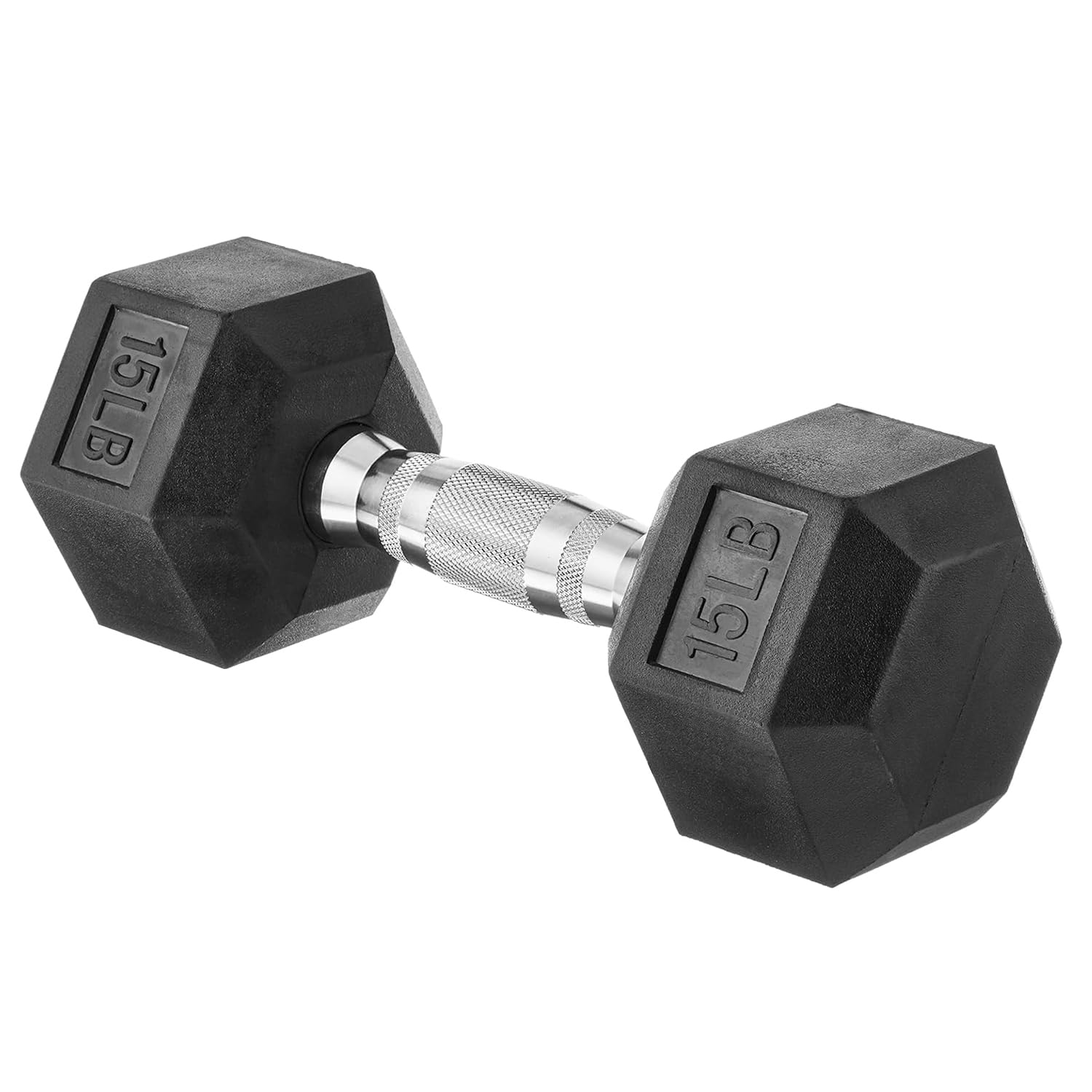 Amazon Basics Rubber Hex Dumbbell Hand Weights - 5 to 50 lbs Set for Home Gym, Strength Training & Fitness Workouts | Non-Slip Grip, Durable Rubber Coating | Perfect for Weightlifting, CrossFit & Muscle Building