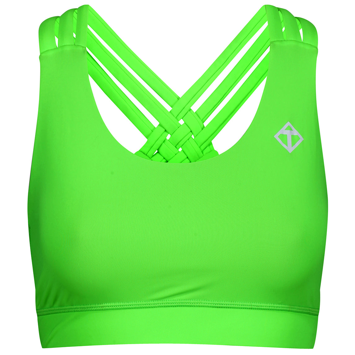 Neon Lime Cross Back Sports Bra - High Support Workout Top for Yoga, Running & Gym - Breathable & Comfortable Activewear