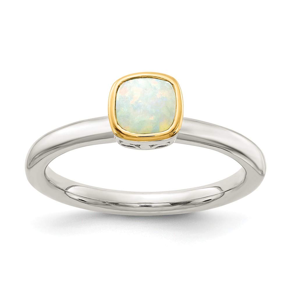 925 Sterling Silver 14k Yellow Gold Accent Milky Opal Engagement Ring for Women - Elegant Wedding Band, Promise Ring & Anniversary Gift for Her