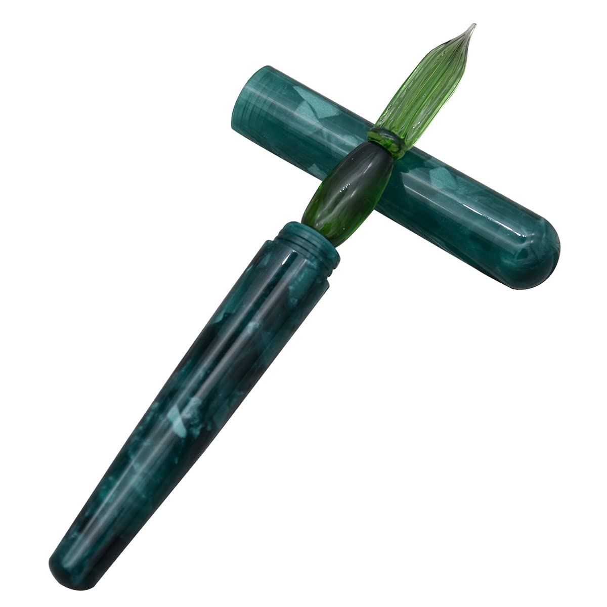 Premium Glass Dip Pen for Calligraphy & Business Signatures - Portable Travel-Sized Resin Nib Pen with Elegant Green Design - Perfect for Artists, Writers & Professionals (Ideal for Journaling, Gift Giving & Office Use)