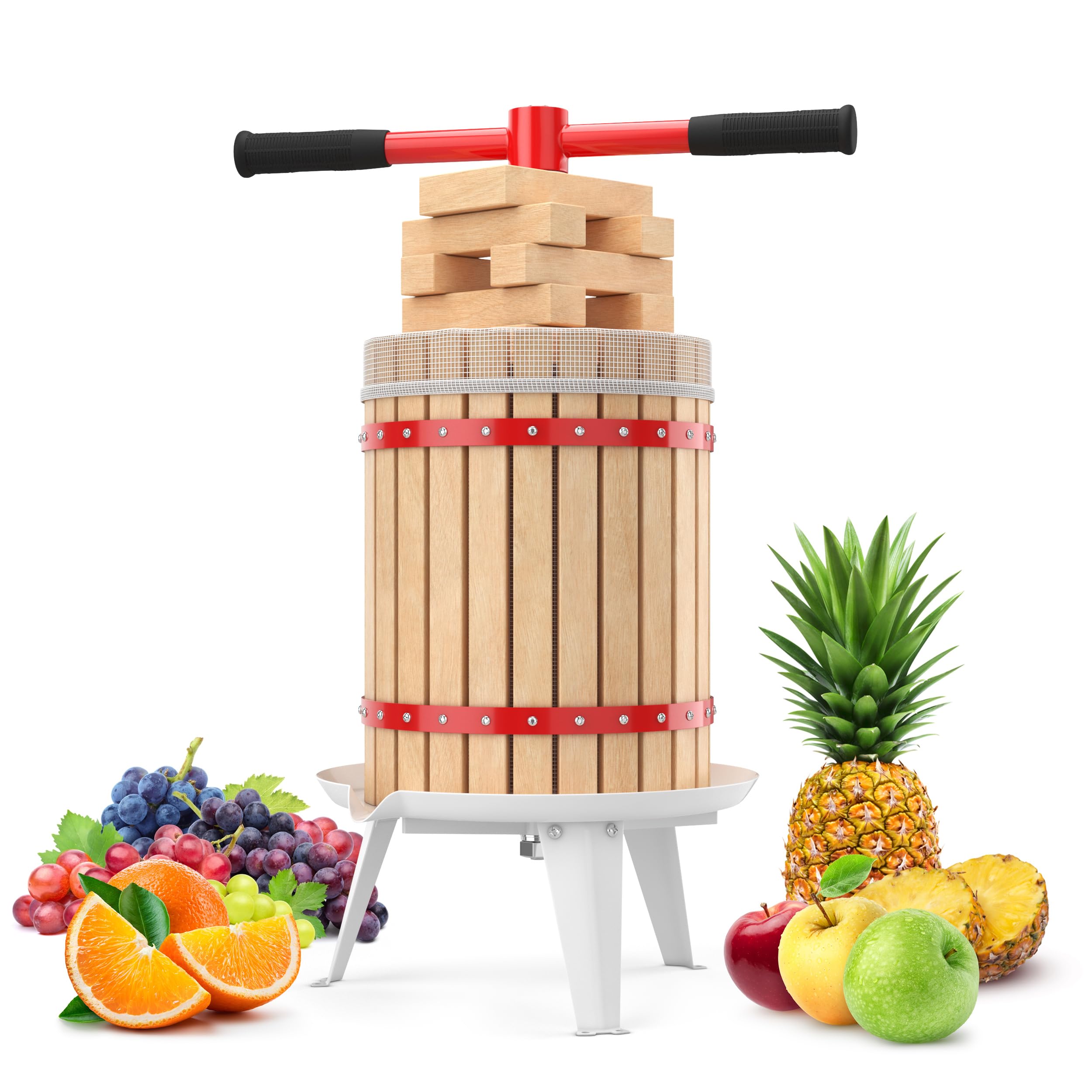 Houseables 4.75 Gallon Heavy Duty Wine Press & Fruit Crusher Kit - Apple Cider Press, Grape Juicer for Wine Making, Home Brewing & Juice Extraction - Perfect for Winemakers, Cider Enthusiasts & Homemade Juice Lovers