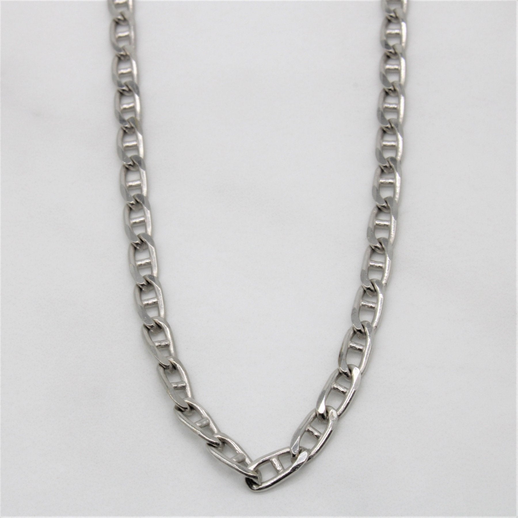 10K White Gold Anchor Chain Necklace 20