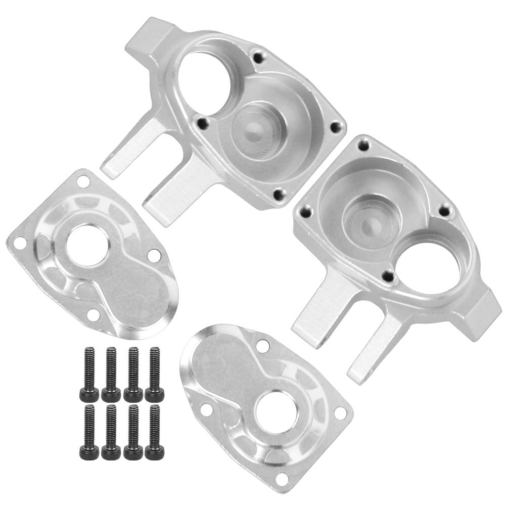 2Pcs Aluminum Alloy RC Car Front Steering Cup & Axle Shell Housing - Compatible with SCX10 III RC Crawler (Silver) | Durable Replacement Part for Off-Road RC Car Upgrades & Repairs