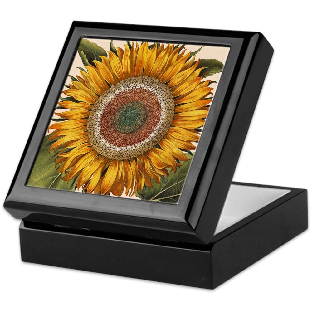 Basilius Besler Sunflower Keepsake Box - Handcrafted Hardwood Jewelry Box with Velvet Lining - Perfect for Storing Jewelry, Mementos & Keepsakes - Home Decor & Gift Idea
