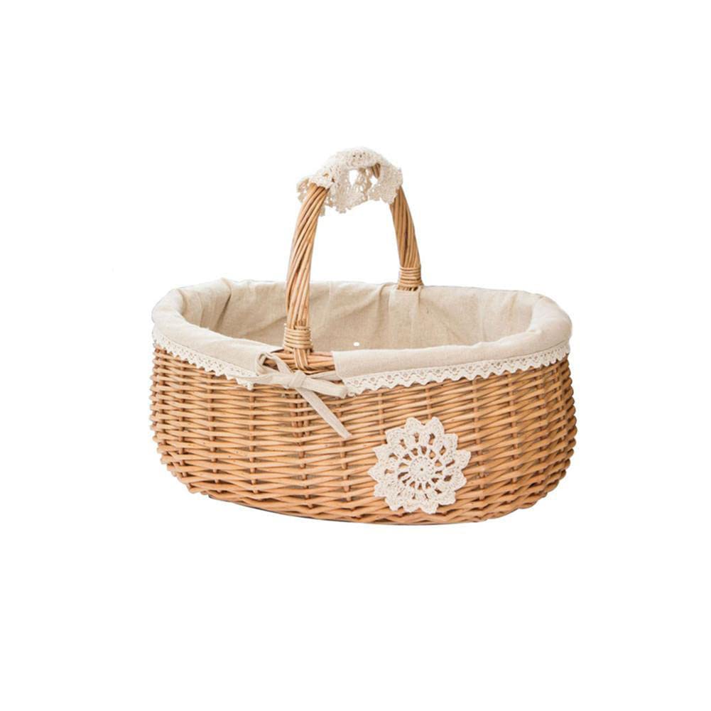 TOYOREY Handmade Rattan Storage Basket - Wicker Organizer Box for Camping, Picnic, Home Decor, Plant & Fruit Display - Natural Textile Gift Basket for Women & Men