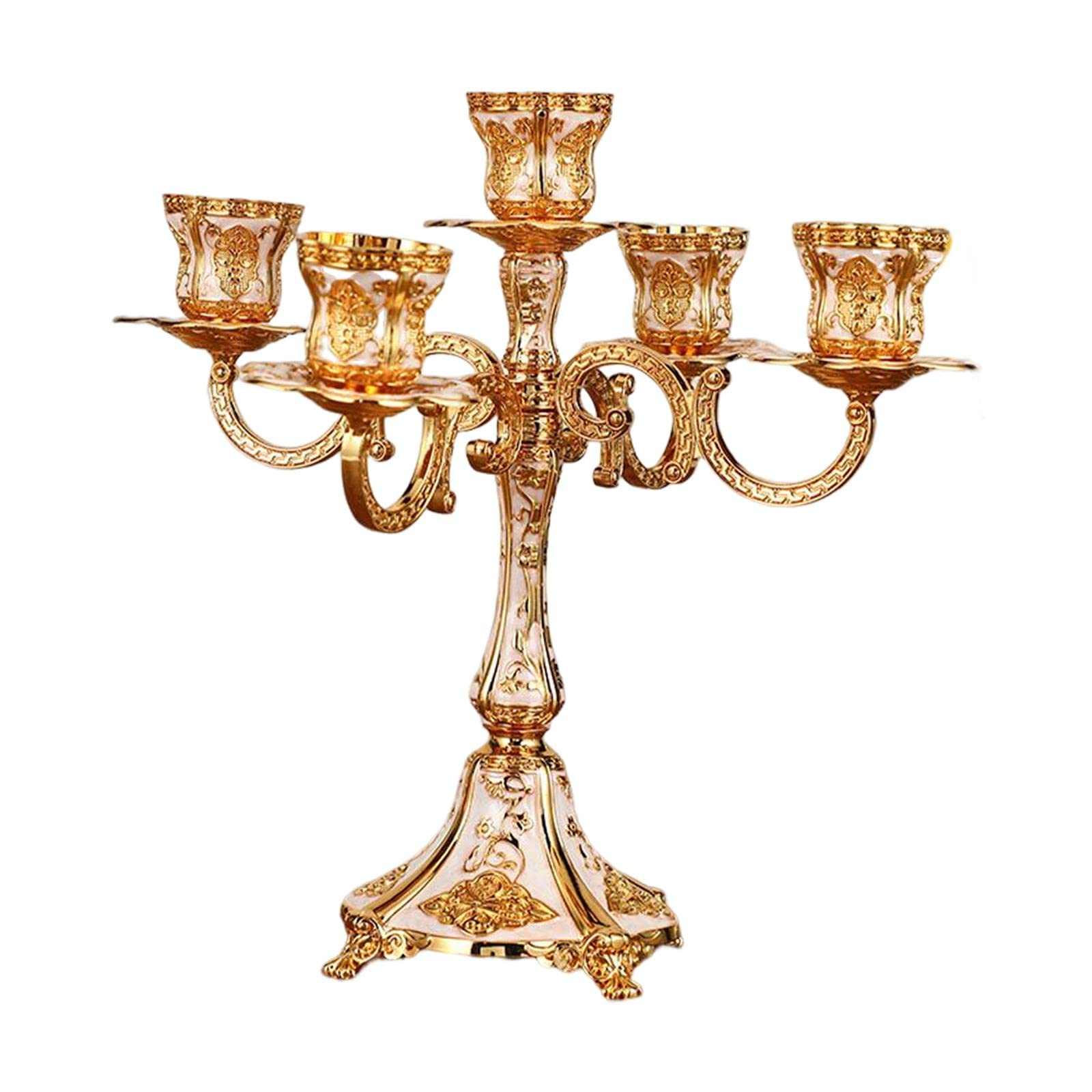 Milageto Nordic Style Metal Candle Holder - Gold Candelabra Centerpiece for Dining Table Decor, Wedding & Home Events - Holds Pillar & Tealight Candles
