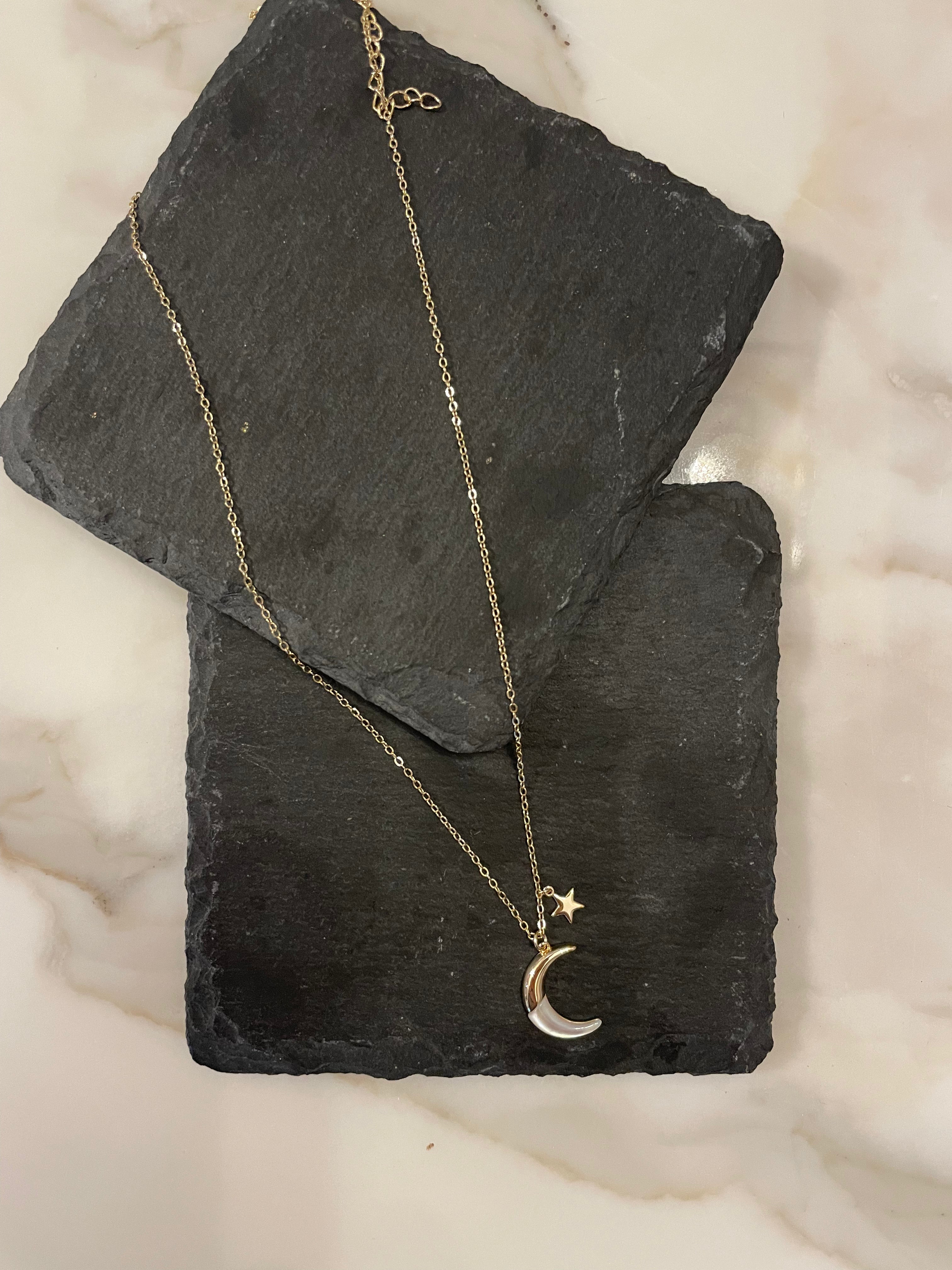 Luna Dipped Mother of Pearl Necklace - Elegant Handmade Jewelry for Women, Perfect Gift for Birthday, Anniversary & Special Occasions | Wear to Weddings, Parties & Date Nights