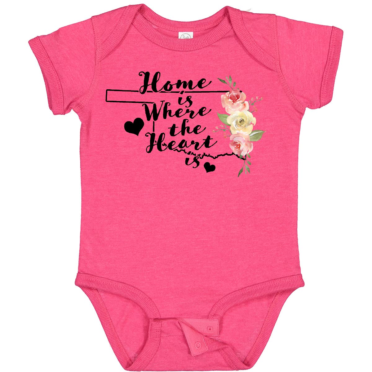 Inktastic Oklahoma Home is Where The Heart is Watercolor Baby Bodysuit - Soft Cotton Onesie for Newborns, Infants & Toddlers - Perfect for Family Photos, Holidays & Everyday Wear