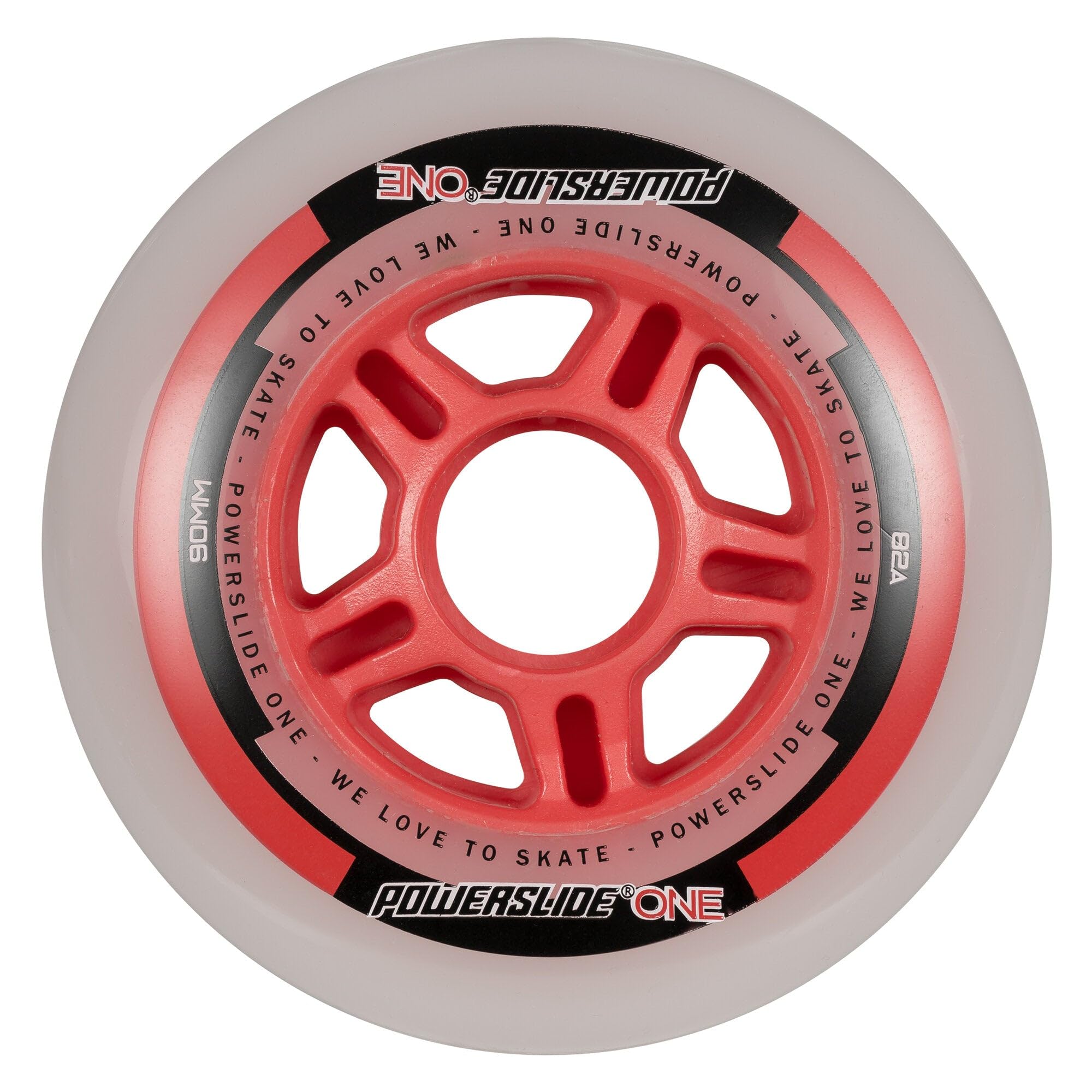 Powerslide One Inline Skate Wheels Set - Smoke/Red (4 Wheels) | High-Performance Urethane Wheels for Aggressive Skating & Urban Riding