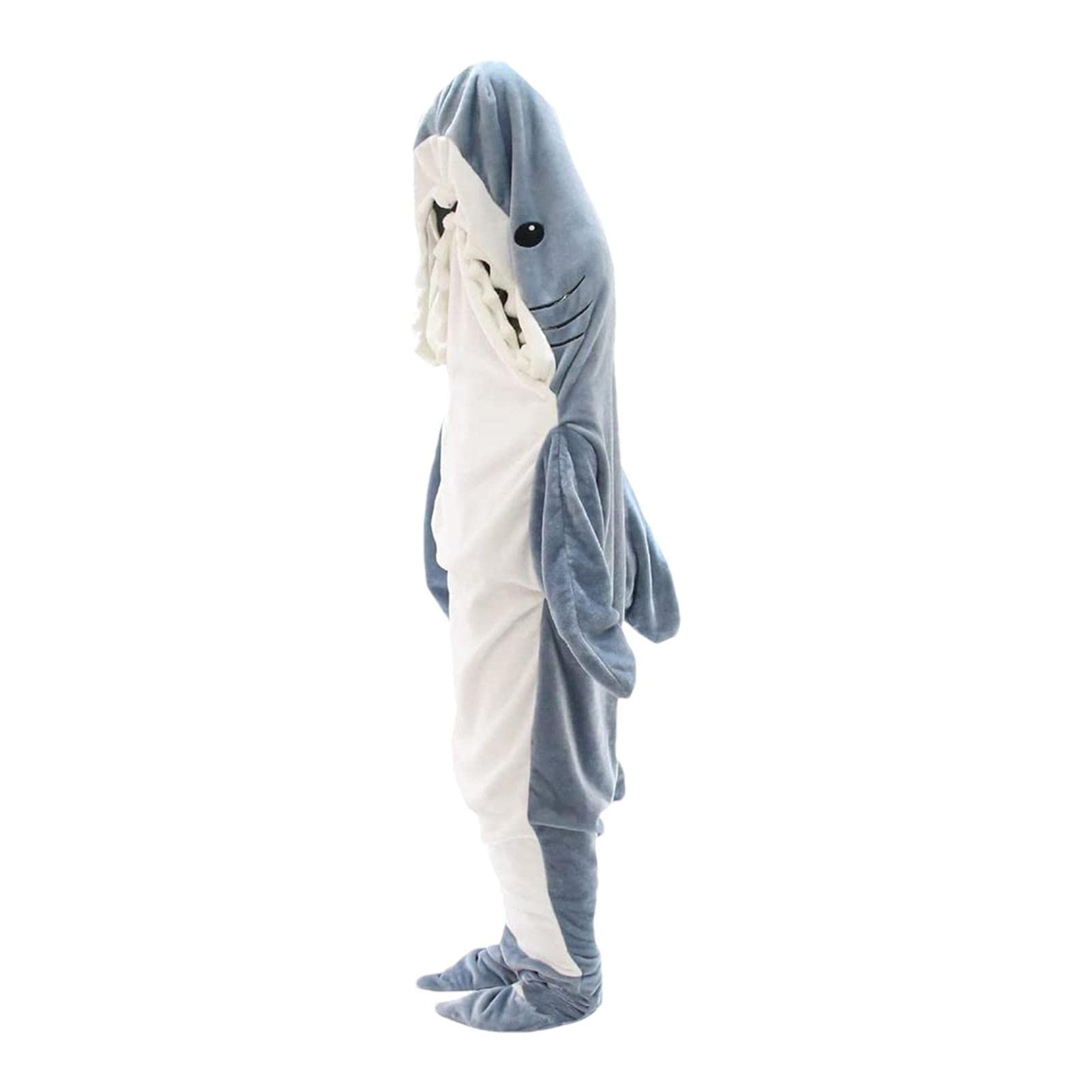 WYNOTT Shark Blanket Hoodie - Super Soft Wearable Blanket for Adults & Kids | Cozy Shark Onesie Sleeping Bag with Flannel Hood | Perfect for Lounging, Movie Nights & Winter Comfort