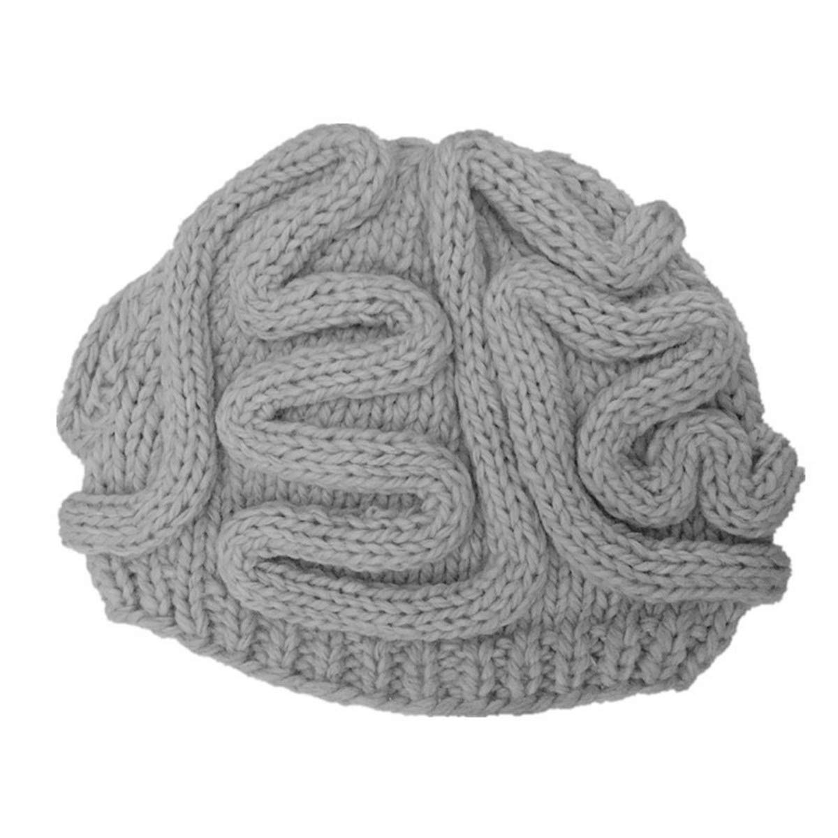 Queenbox Kids Brain Hat - Knitted Crochet Beanie with Cool Cerebrum Design | Warm Winter Cap for Boys & Girls | Perfect for Science Class, Halloween Costume and Outdoor Activities