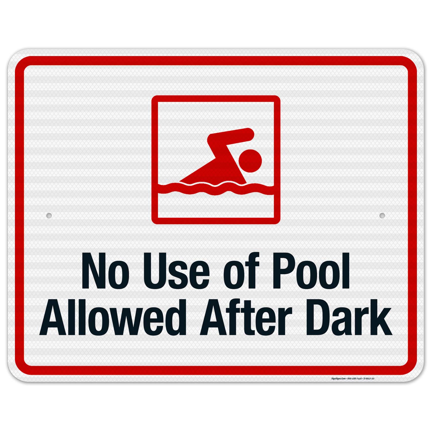 No Swimming After Dark Sign - 24x30 Inches Reflective Pool Safety Sign, 3M EGP .080 Aluminum, Fade Resistant for Indoor/Outdoor Use - Made in USA | Perfect for Swimming Pools, Community Pools & Backyard Safety