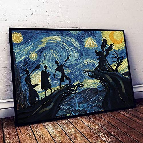 Deathly Hallows Starry Night Poster - 11x17 Wall Art Painting for Women, Perfect Christmas Gift, Living Room Decor, Bedroom & Office Print