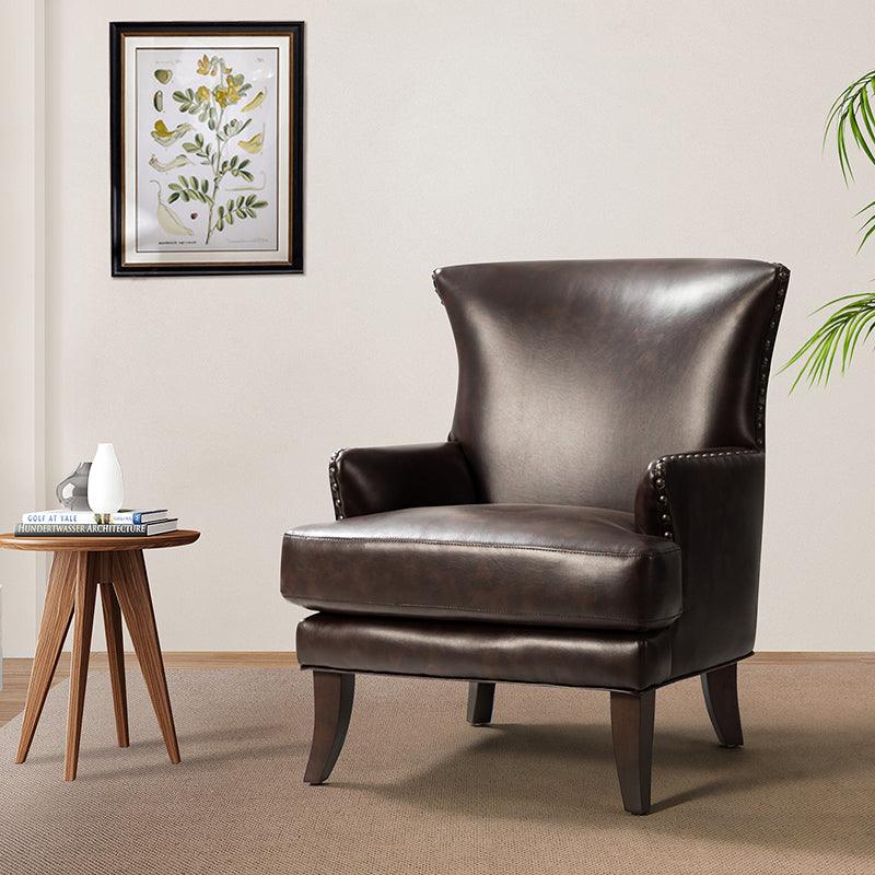 Brooklyn Vegan Leather Armchair - Modern Faux Leather Lounge Chair for Living Room, Office & Dorm - Comfortable Mid-Century Style Accent Chair