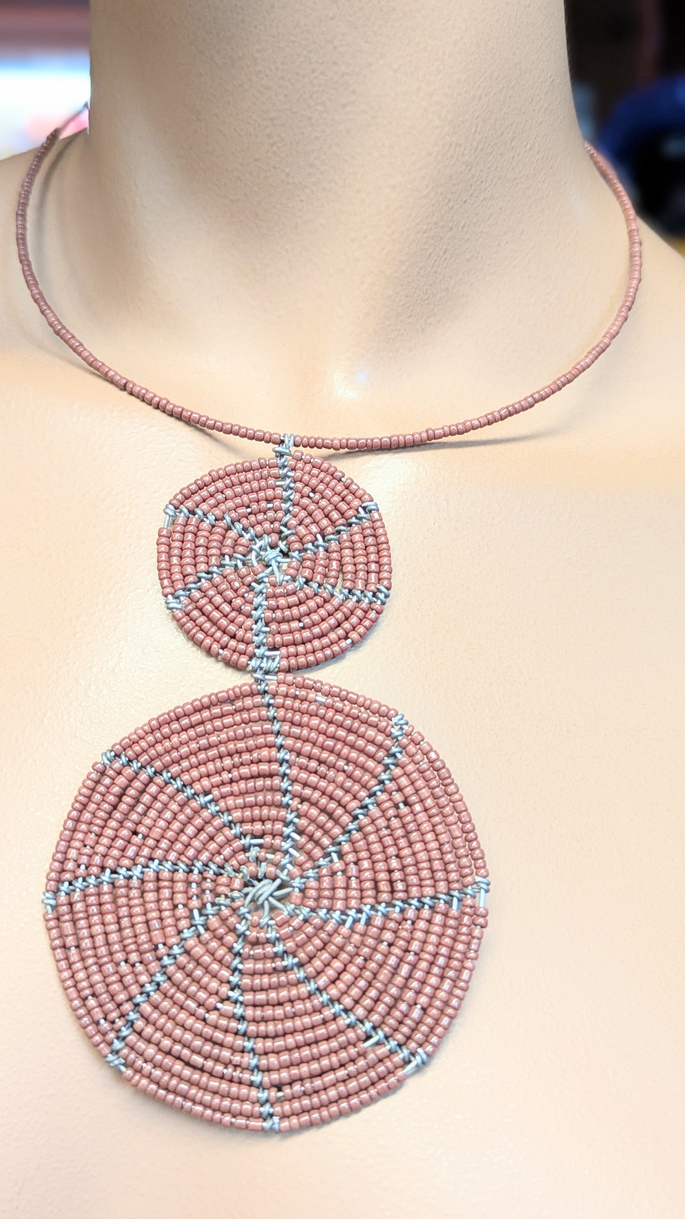 Handmade African Beaded Necklace - Brown Chikondi Design by Dupsie | Tribal Jewelry for Women, Boho Accessories, Cultural Gift for Special Occasions