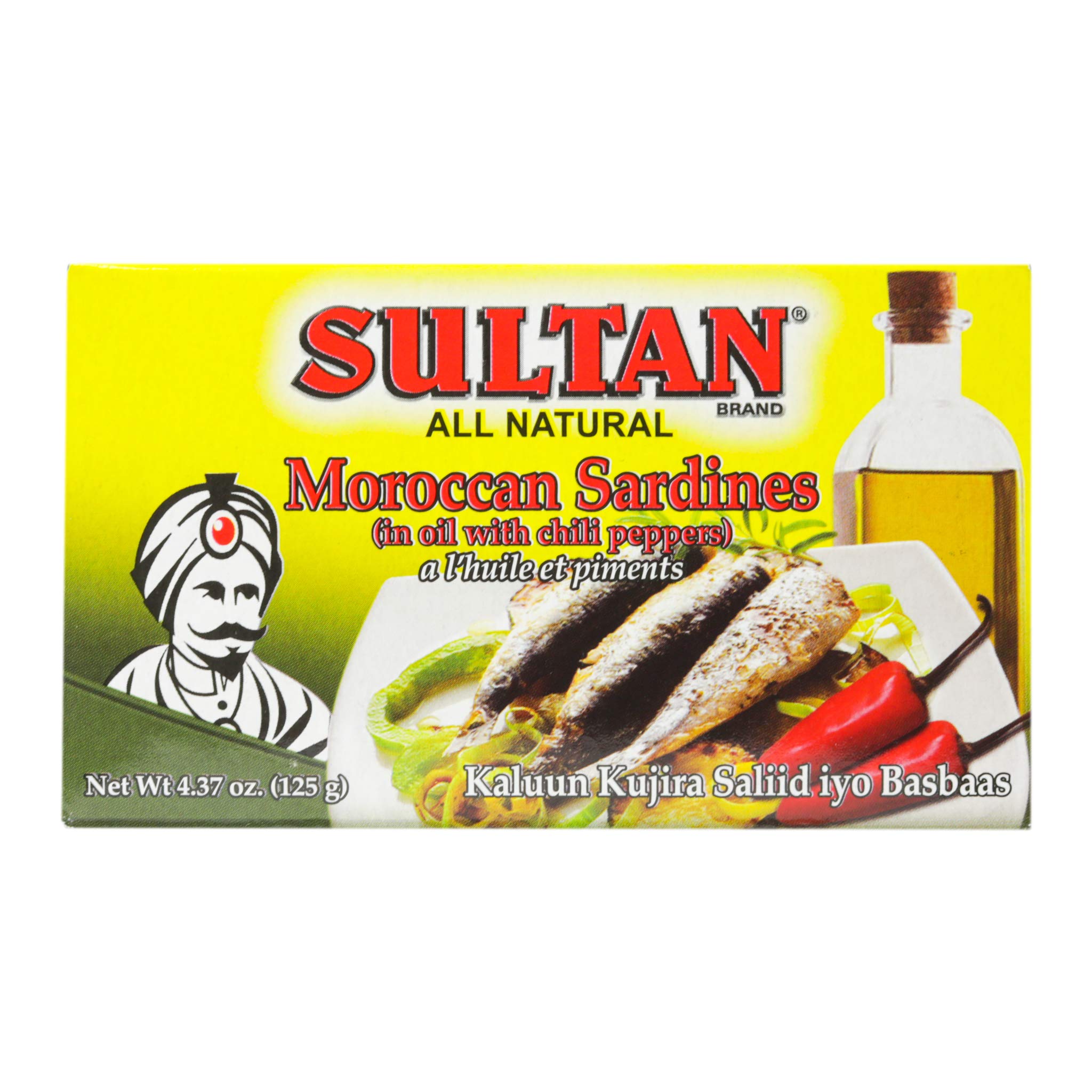 Premium Moroccan Sardines in Olive Oil with Chili Peppers - All Natural, High Protein, No Additives, Paleo & Keto Friendly, Zero Carb - 4.37oz (Pack of 5) - Perfect for Salads, Pasta & Healthy Snacking