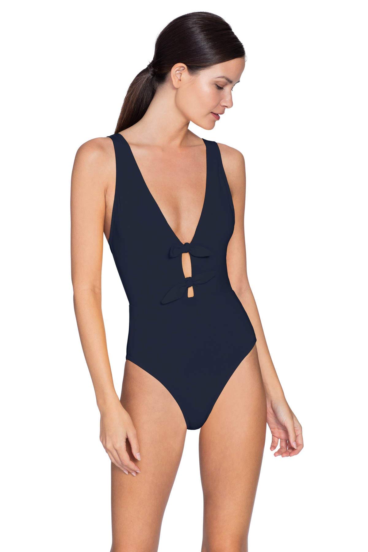 Robin Piccone Women's Ava Plunge One Piece Swimsuit - Sexy High Cut Bathing Suit for Women, Tummy Control Swimwear with Adjustable Straps | Perfect for Beach Vacation, Pool Party & Summer Getaways