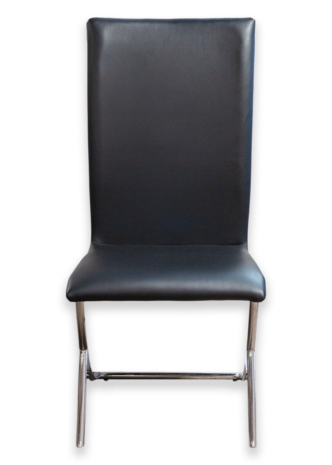 4-Piece Set of Chrome Steel & Black Naugahyde Vinyl Modern Dining Chairs - Perfect for Contemporary Dining Rooms, Kitchens, and Small Spaces