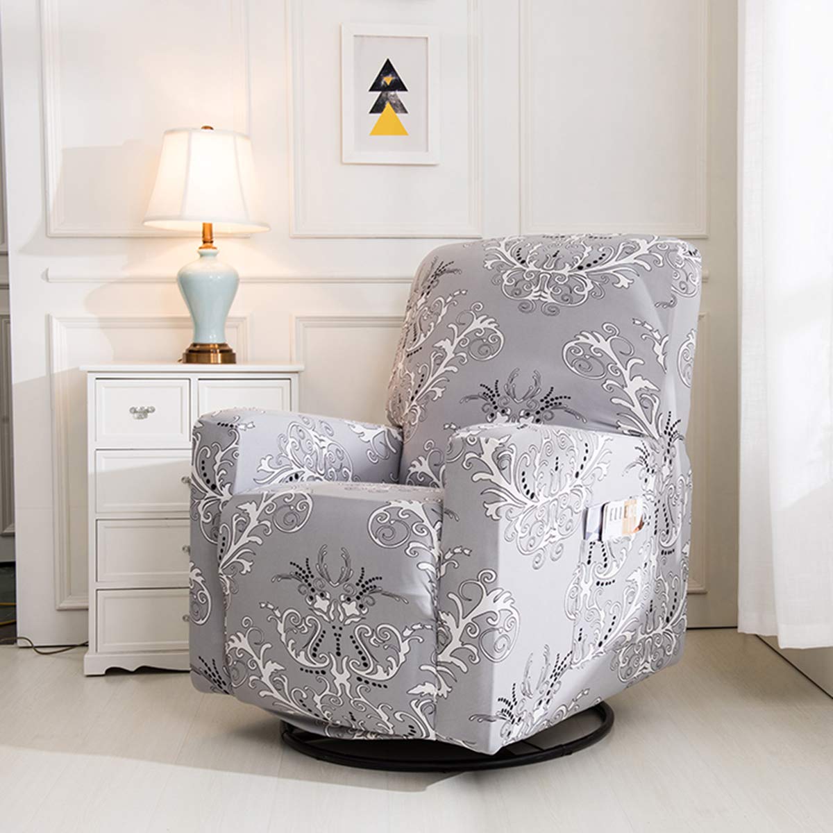 Elastic Stretch Anti-Slip Sofa Cover - Single Seat Furniture Protector for Recliner, Couch & Chair (Grey) | Perfect for Pets, Kids & Everyday Use