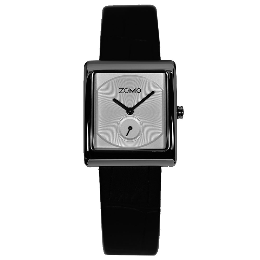 Luxury Women's Watches - ZOMO Swiss Quartz Square Watch with Silver Dial & Black Leather Strap | Elegant Designer Watch for Business, Party & Everyday Wear
