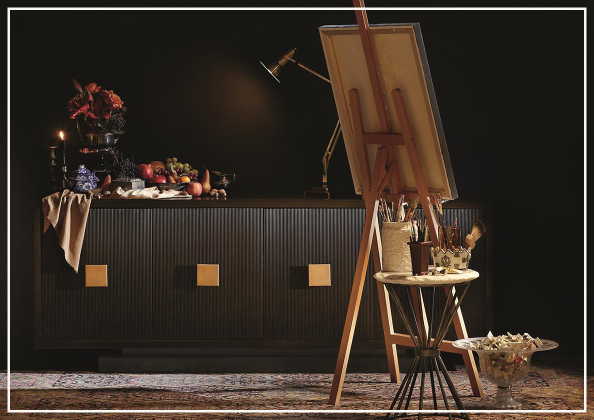 Boulevard Buffet Table with Walnut Veneers & Ebonized Finish - Stylish Sideboard for Dining Room, Living Room, or Entryway Storage