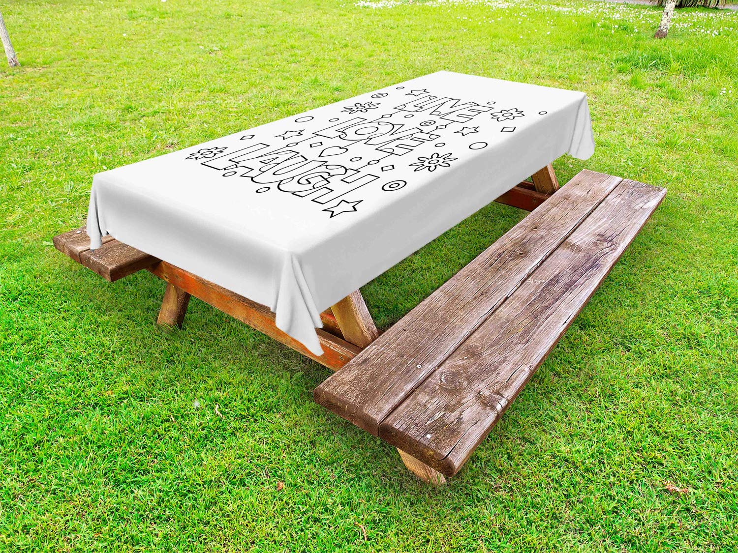Ambesonne Live Laugh Love Washable Picnic Tablecloth - 58