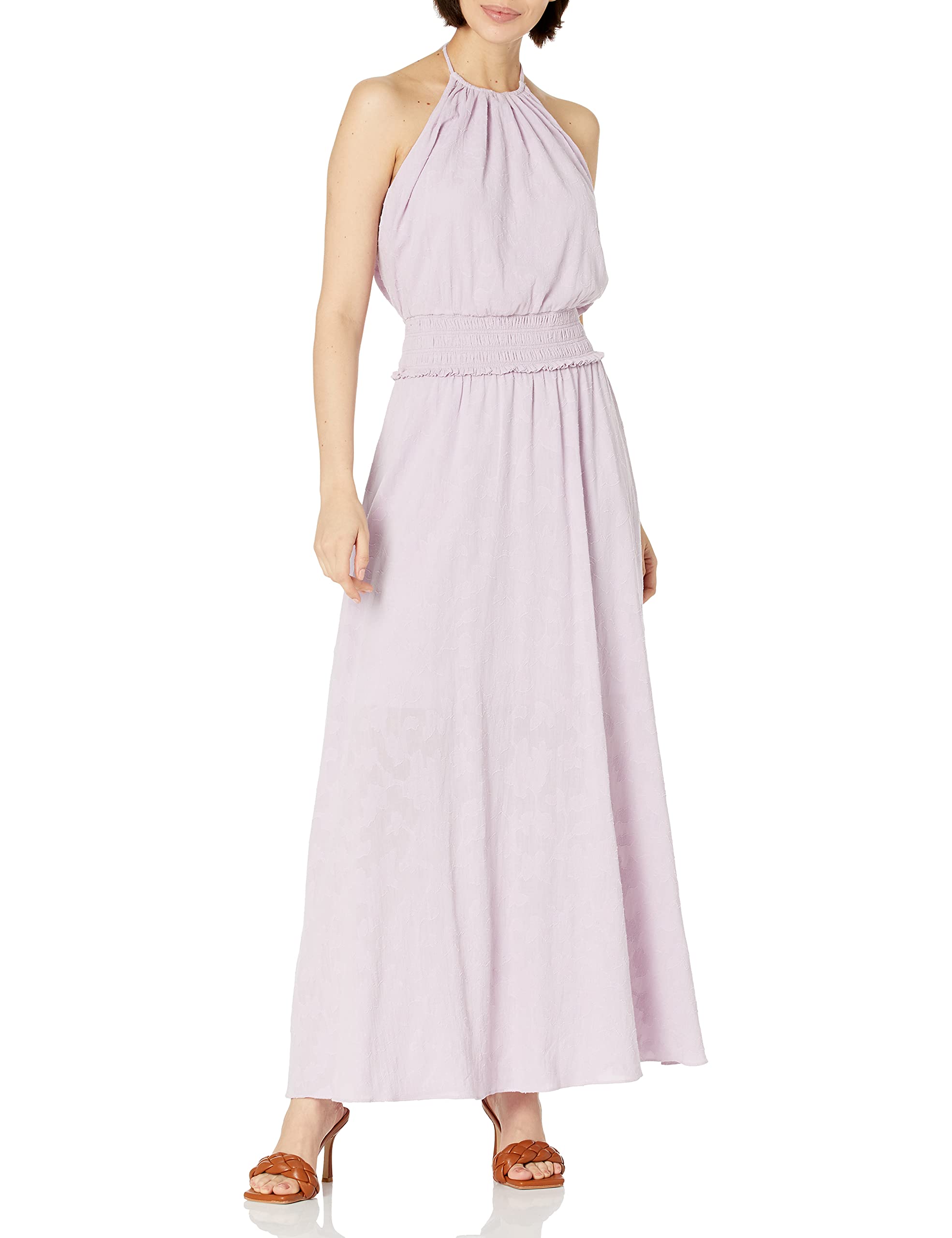 BCBGMAXAZRIA Women's Summer Halter Maxi Dress - Flowy Beach Cover Up, Wedding Guest Dress & Boho Chic Outfit for Vacations