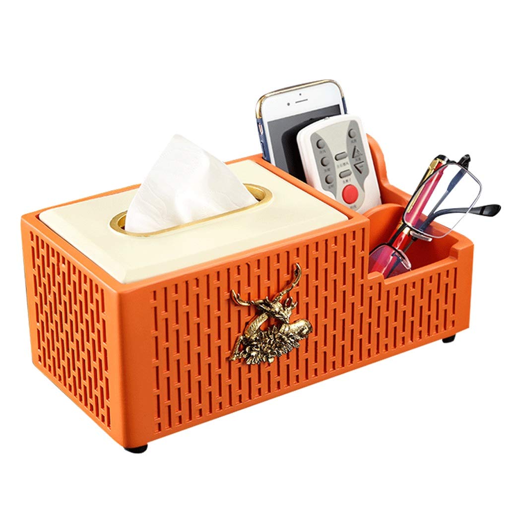 DMLZB Multifunctional Resin Tissue Box Holder - Rectangle Desktop Toilet Paper Storage Container for Facial Tissues | Perfect for Living Room, Bathroom & Office Organization (White)