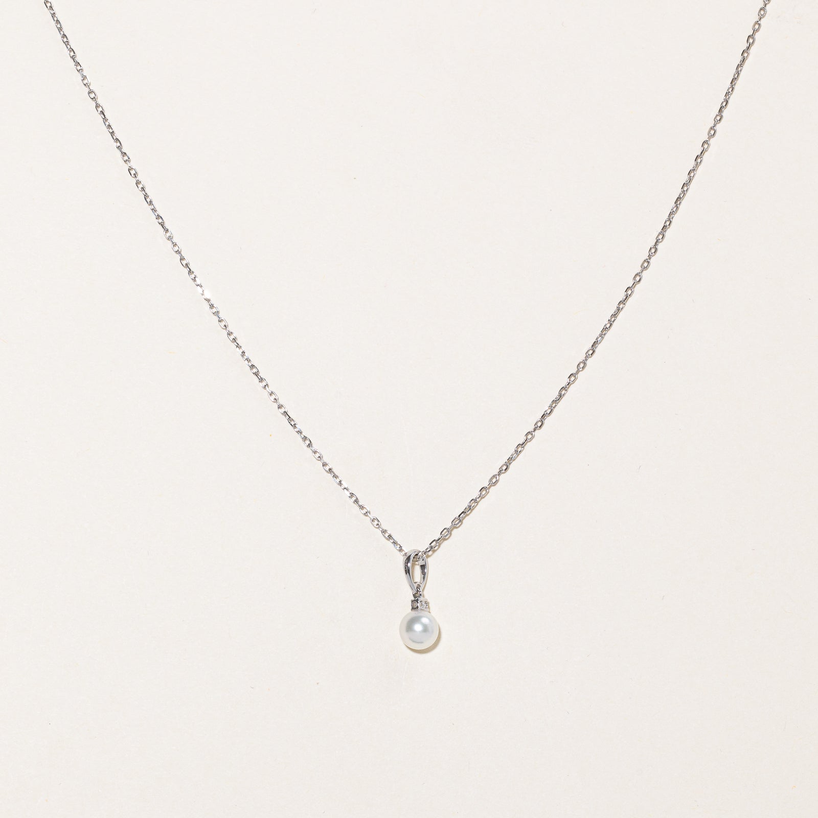 Mikimoto 6.5mm Pearl and 0.03ct Diamond Pendant Necklace - Elegant Jewelry Gift for Women - Perfect for Weddings, Anniversaries & Special Occasions