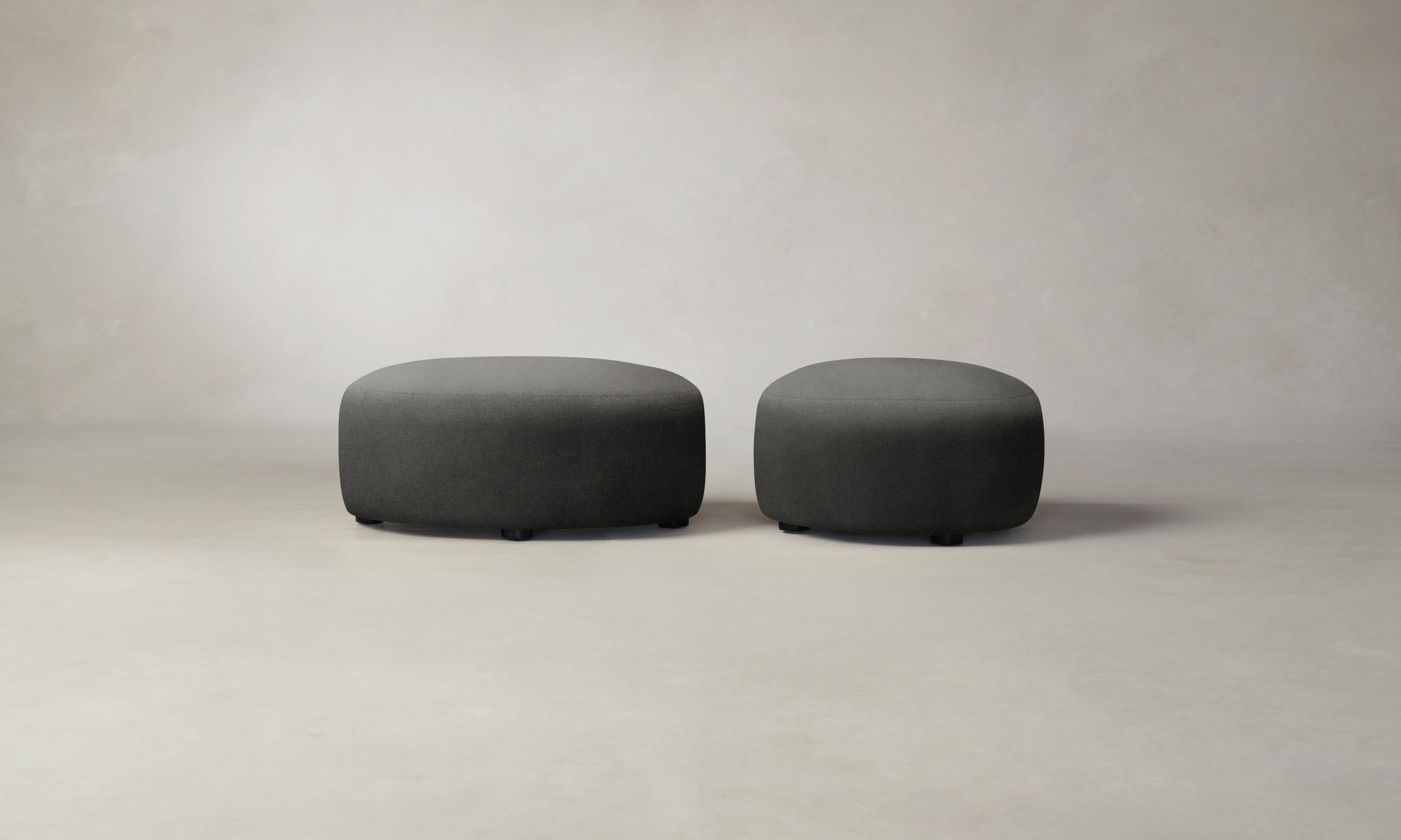 Premium Performance Velvet Slate Chelsea Ottoman - Stylish Footrest & Accent Chair for Living Room, Bedroom, or Office