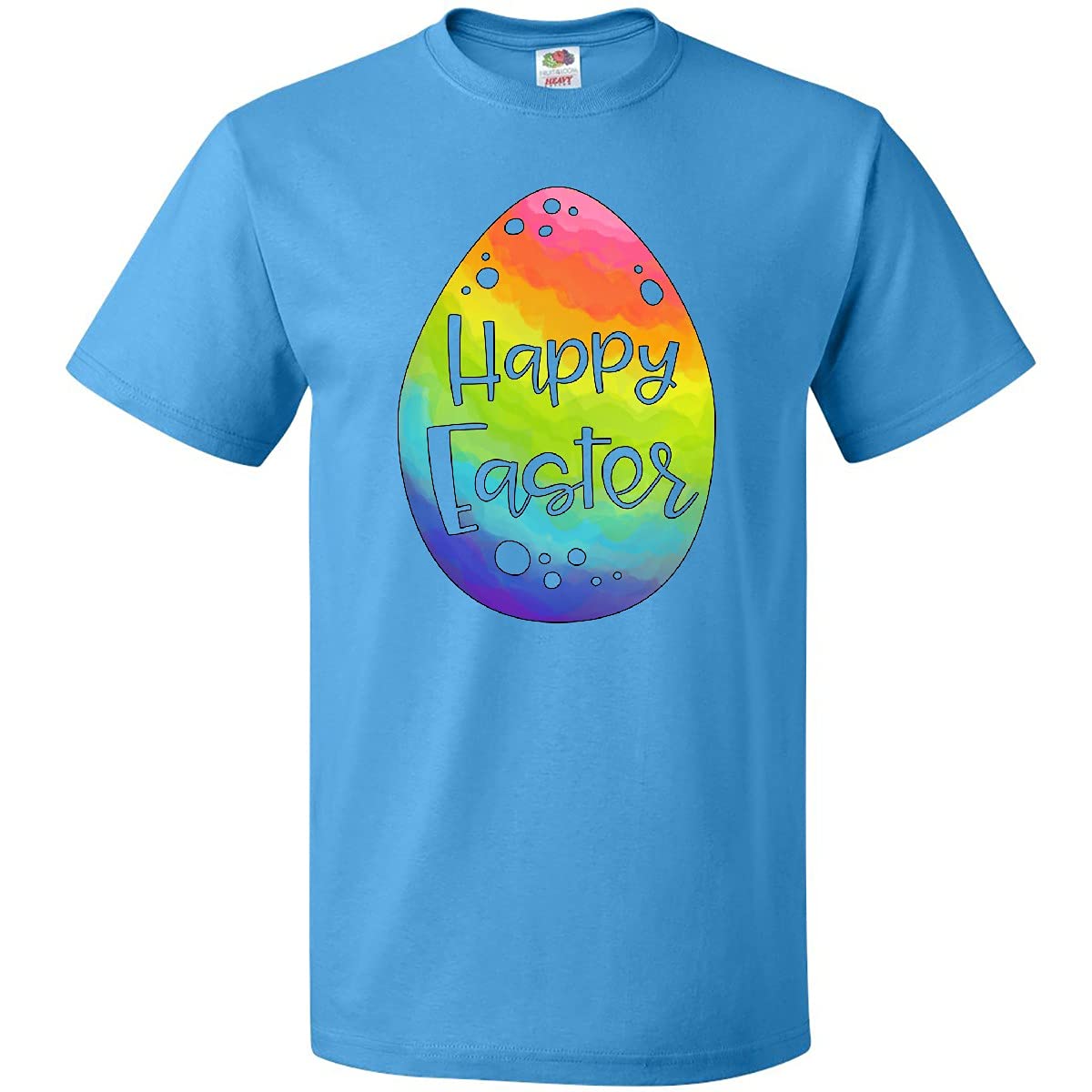 Inktastic Happy Easter Rainbow Easter Egg Graphic T-Shirt - Fun Holiday Tee for Easter Celebrations, Egg Hunts & Spring Festivals
