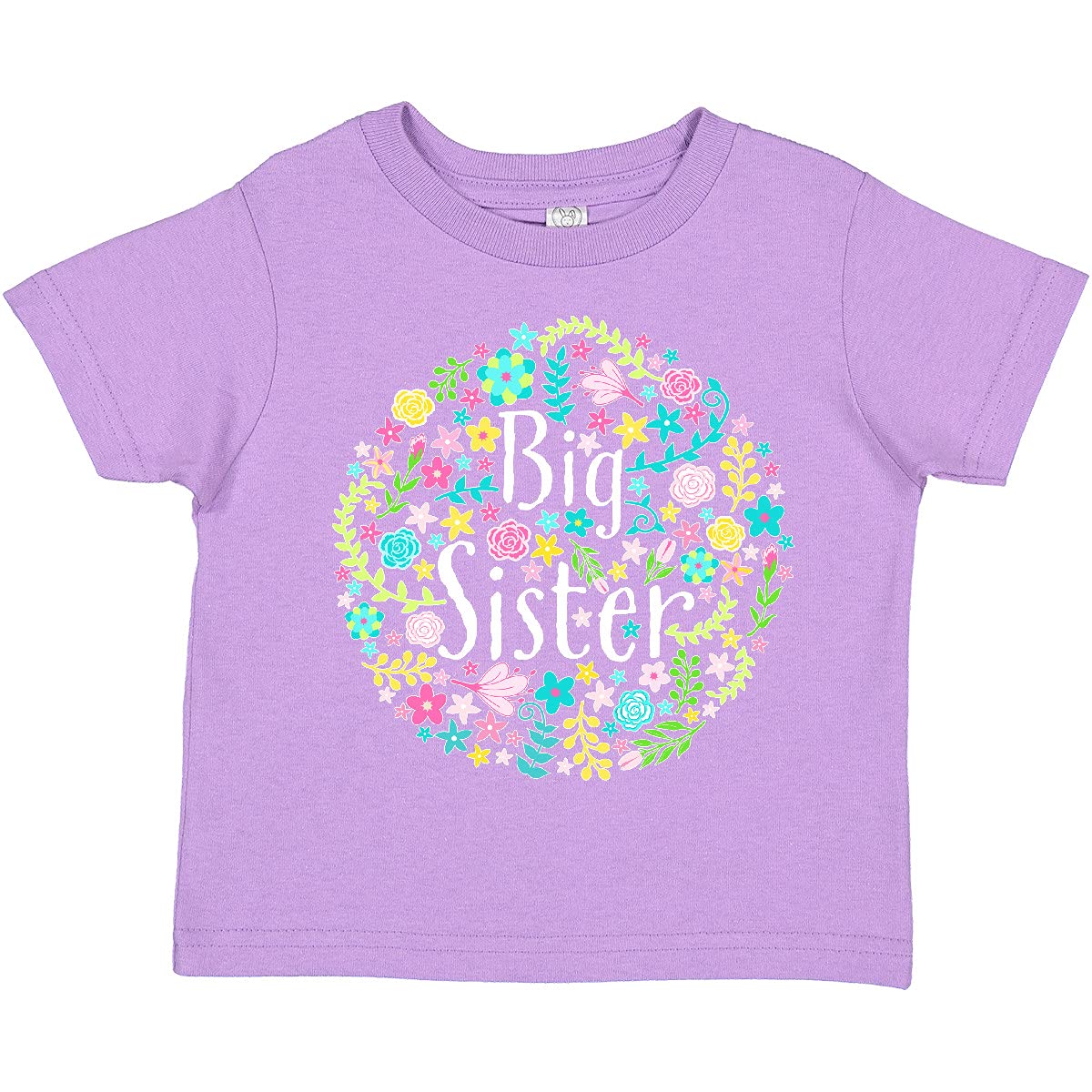 Inktastic Big Sister with Flower Circle Toddler T-Shirt - Cute Floral Design for Toddler Girls - Perfect for Sibling Photos, Family Events & Everyday Play