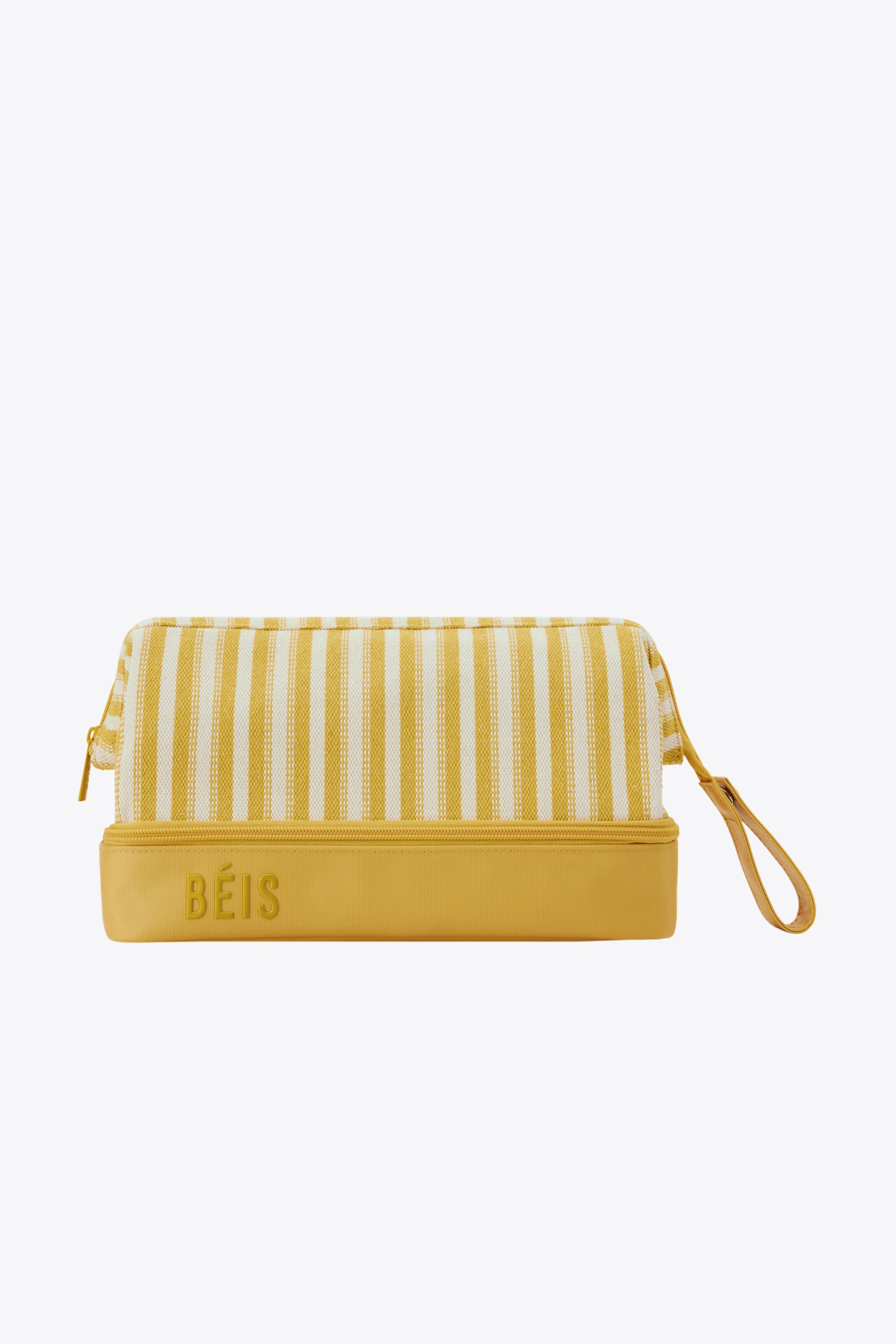 Premium Leather Dopp Kit in Honey Stripe - Travel Toiletry Bag for Men | Perfect for Gym, Business Trips & Weekend Getaways