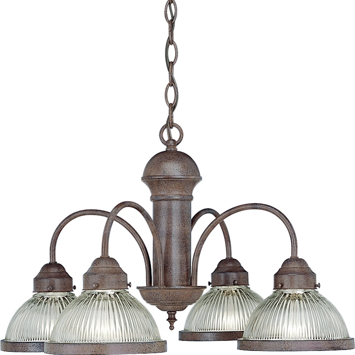 Progress Lighting P4095-33 4-Light Crystal Chandelier with Clear Prismatic Glass Shades - Cobblestone Finish - Elegant Dining Room & Foyer Lighting Fixture for Home Decor