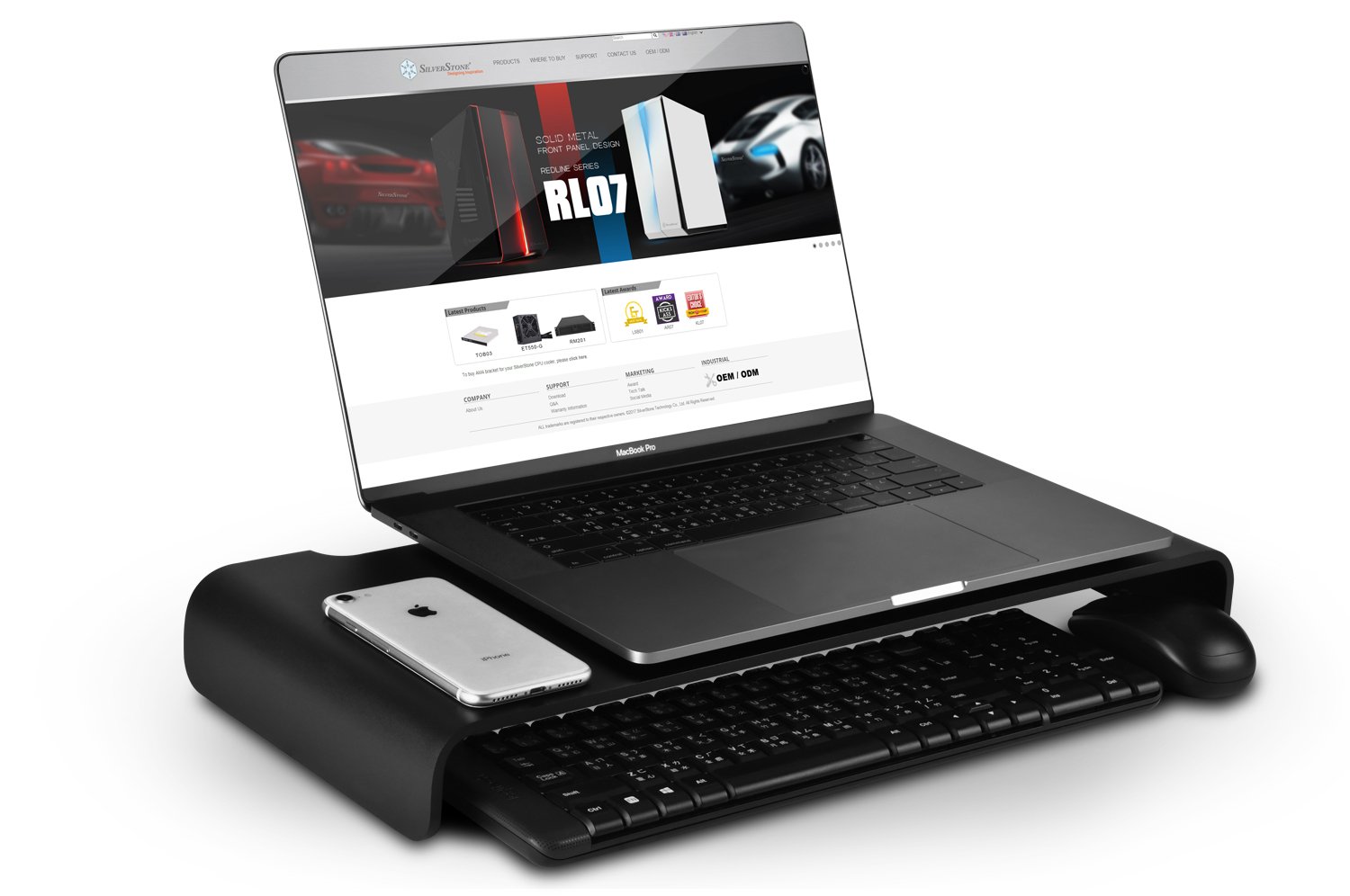 SilverStone MR01B Aluminum Monitor Stand - Black for Home & Office